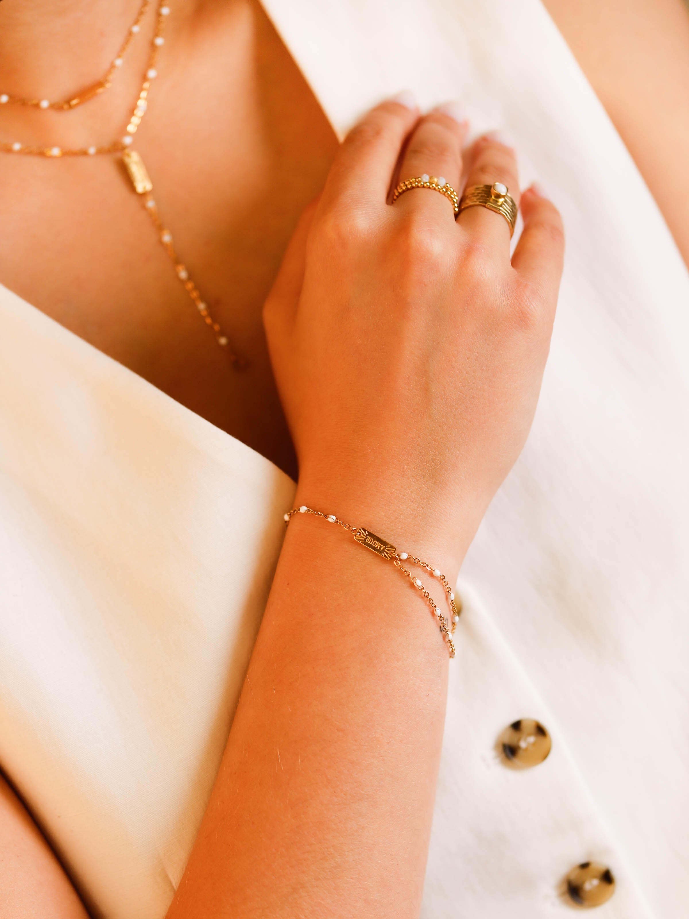 bracelet en acier inoxydable et résine pour femme 