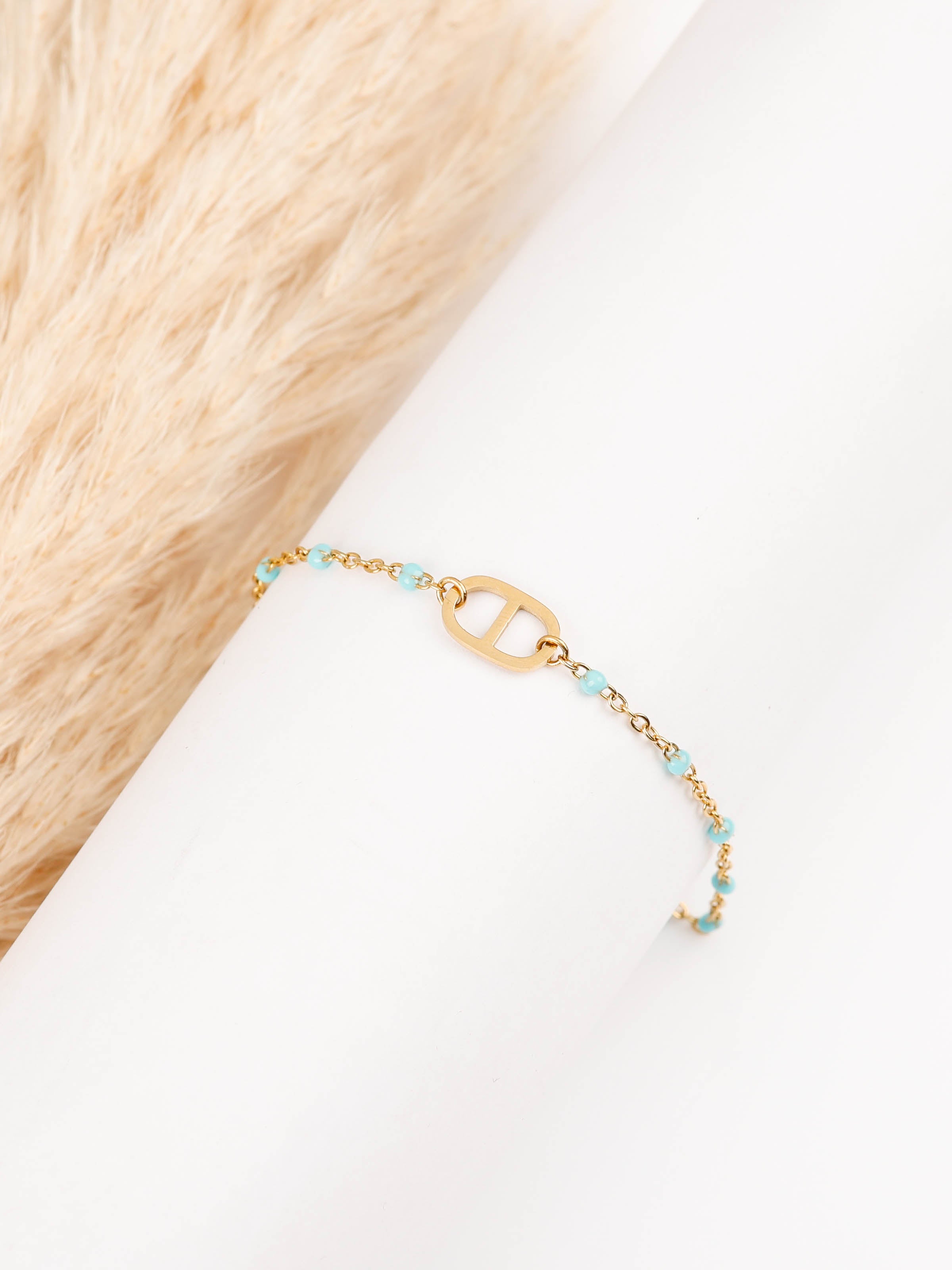 bracelet maille en acier inoxydable et résine pour femme 