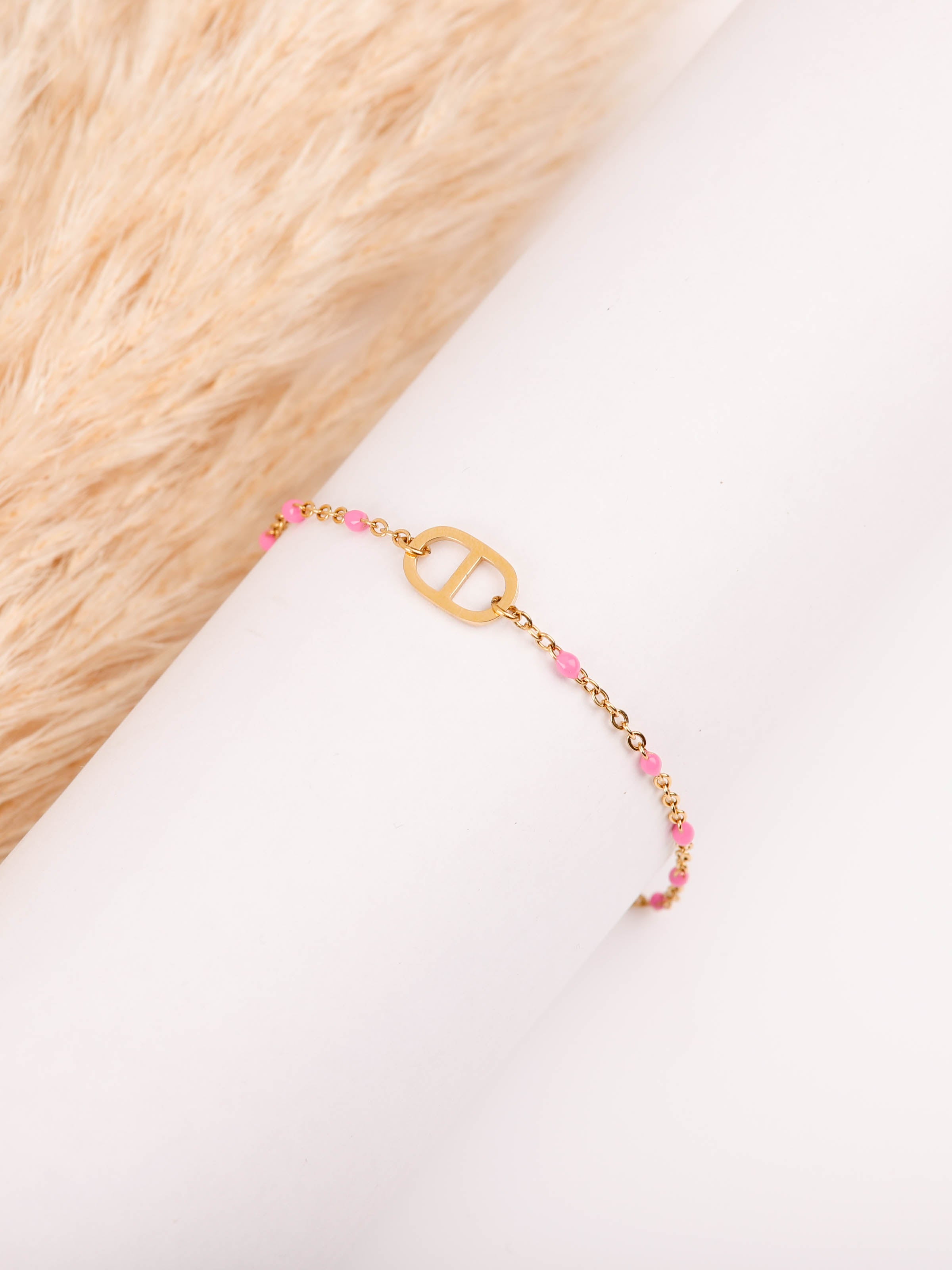 bracelet maille en acier inoxydable et résine pour femme 