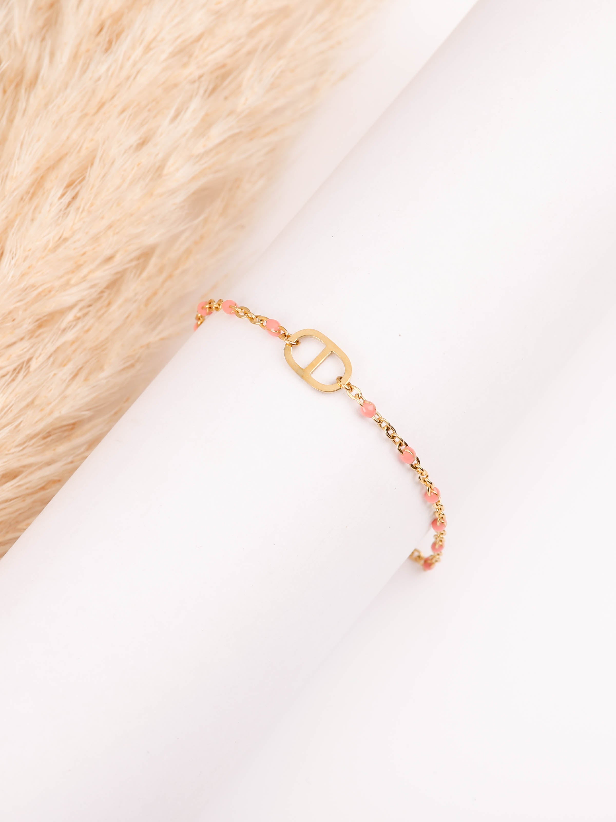 bracelet maille en acier inoxydable et résine pour femme 