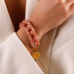bracelet en acier inoxydable avec maillons pour femme 