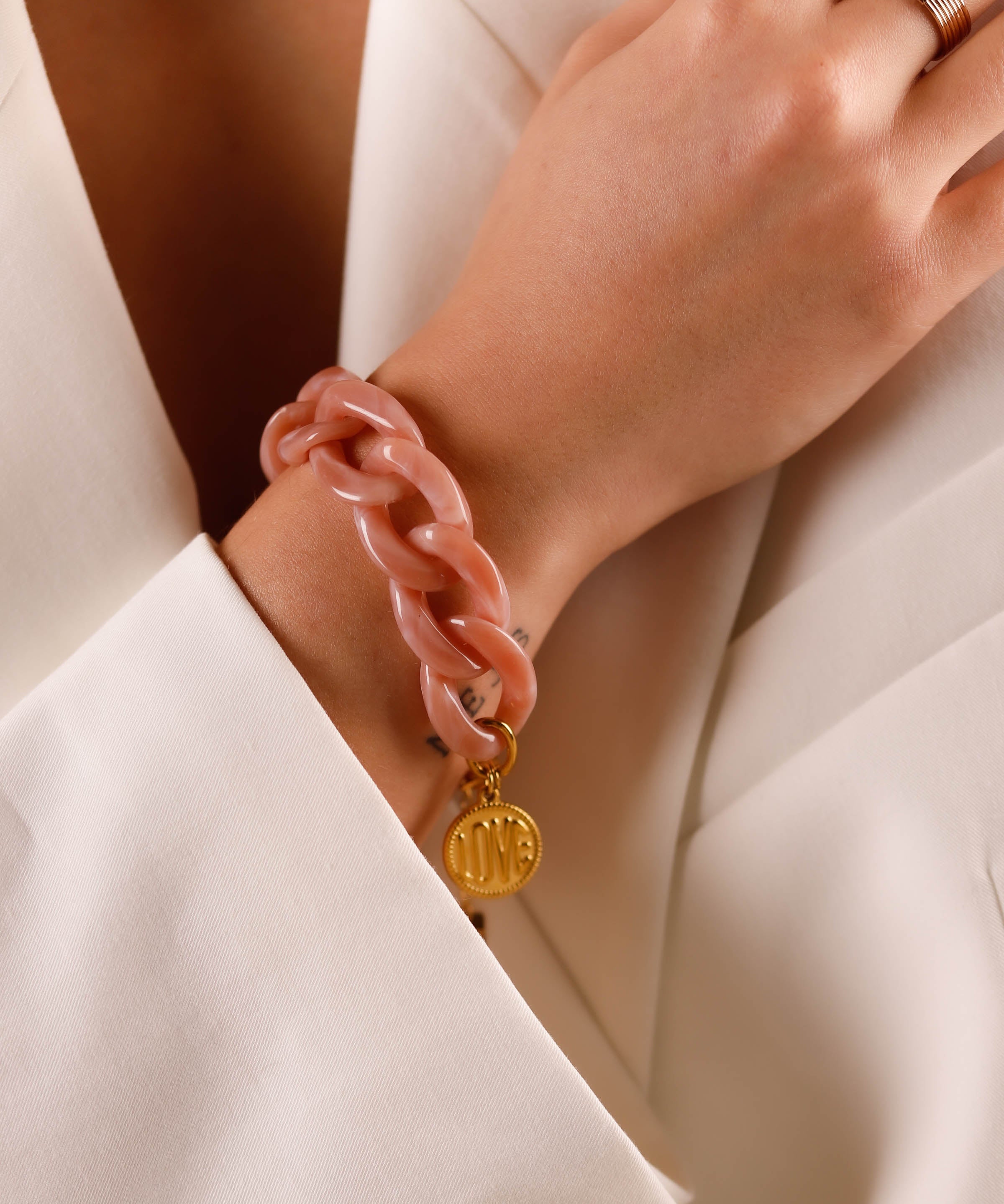 bracelet en acier inoxydable avec maillons pour femme 
