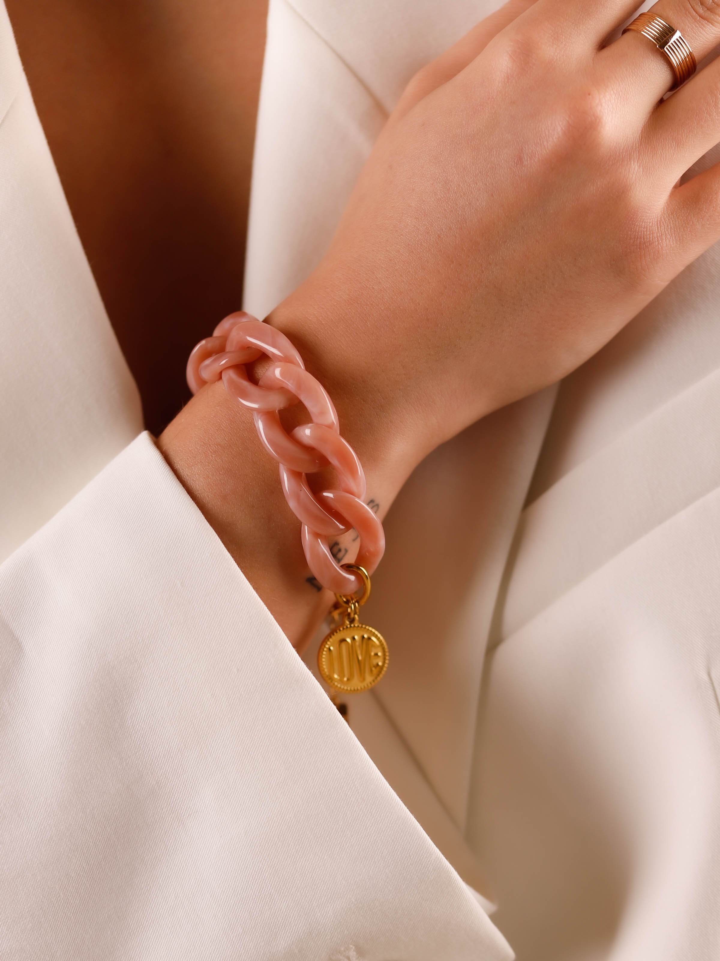 bracelet en acier inoxydable avec maillons pour femme 