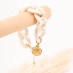 bracelet en acier inoxydable avec maillon pour femme 