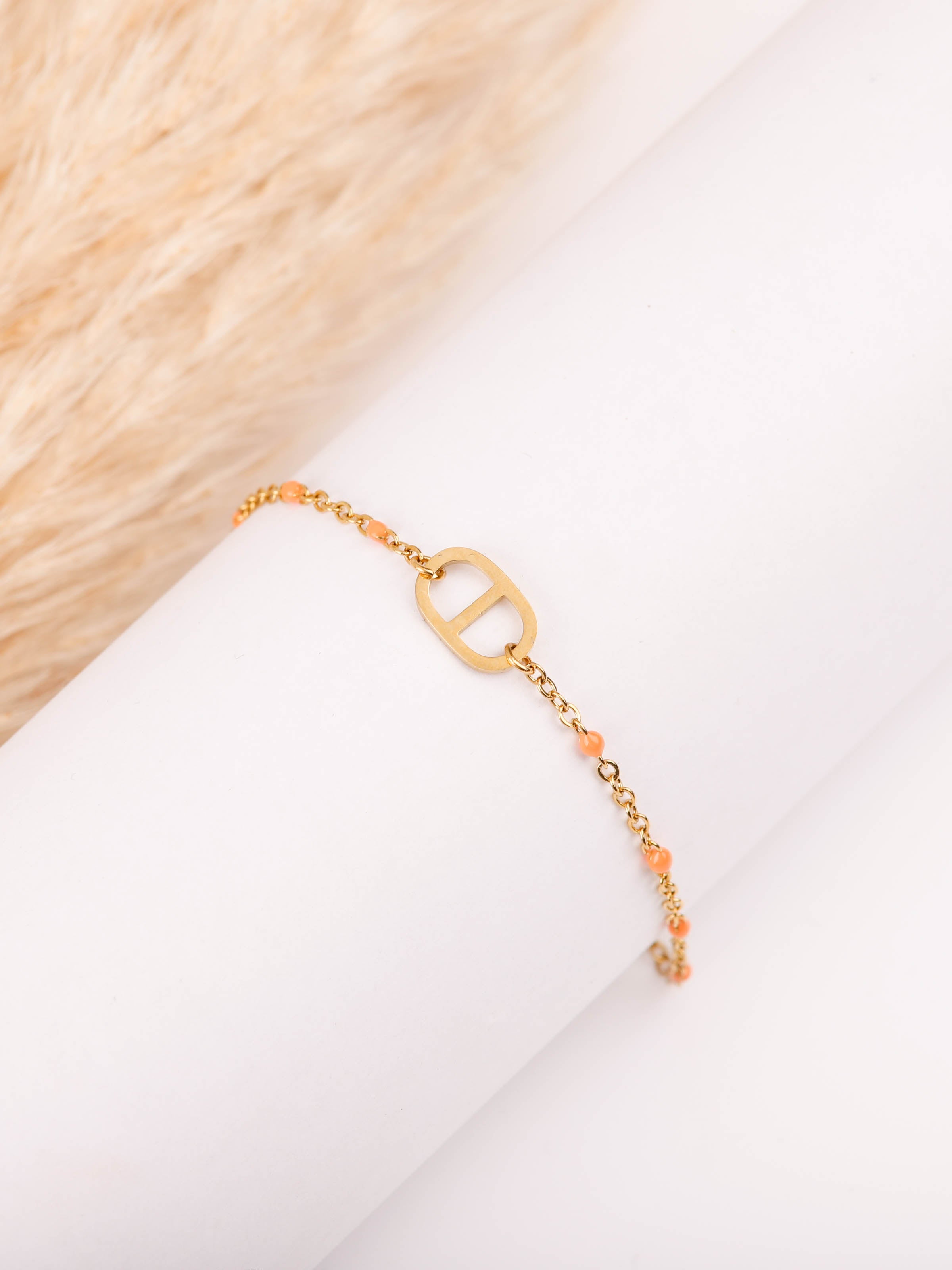 bracelet maille en acier inoxydable et résine pour femme 