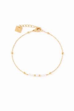 bracelet en acier inoxydable et pierre de lune pour femme 