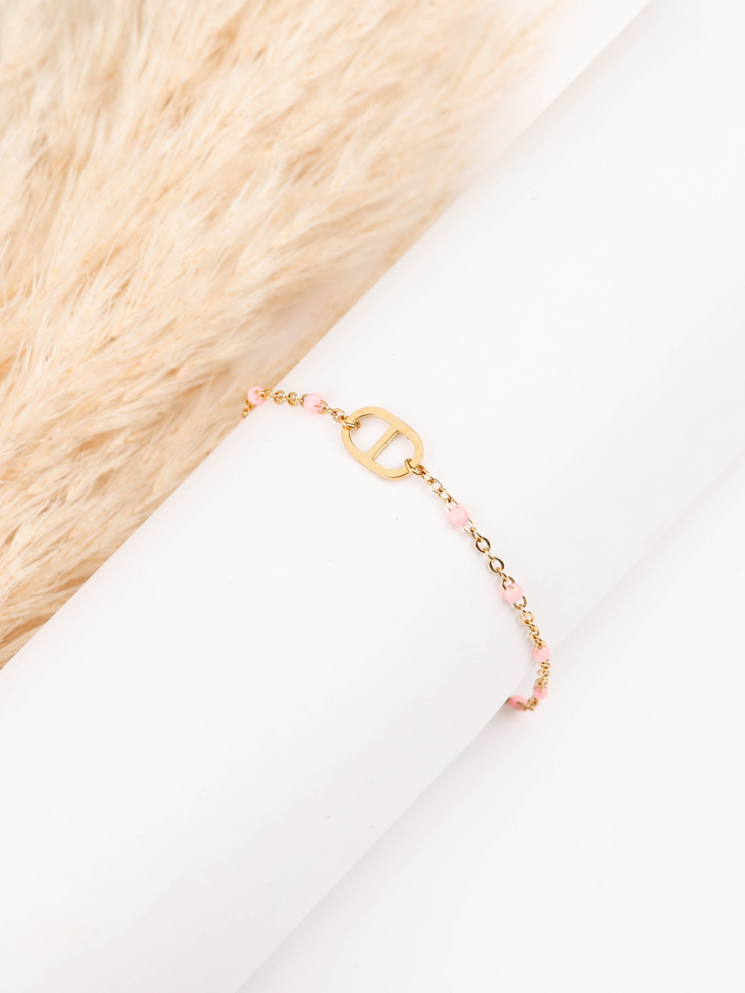 bracelet maille en acier inoxydable et résine pour femme 