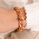 bracelet en acier inoxydable et cordon pour femme 