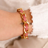 bracelet en acier inoxydable et cordon pour femme 