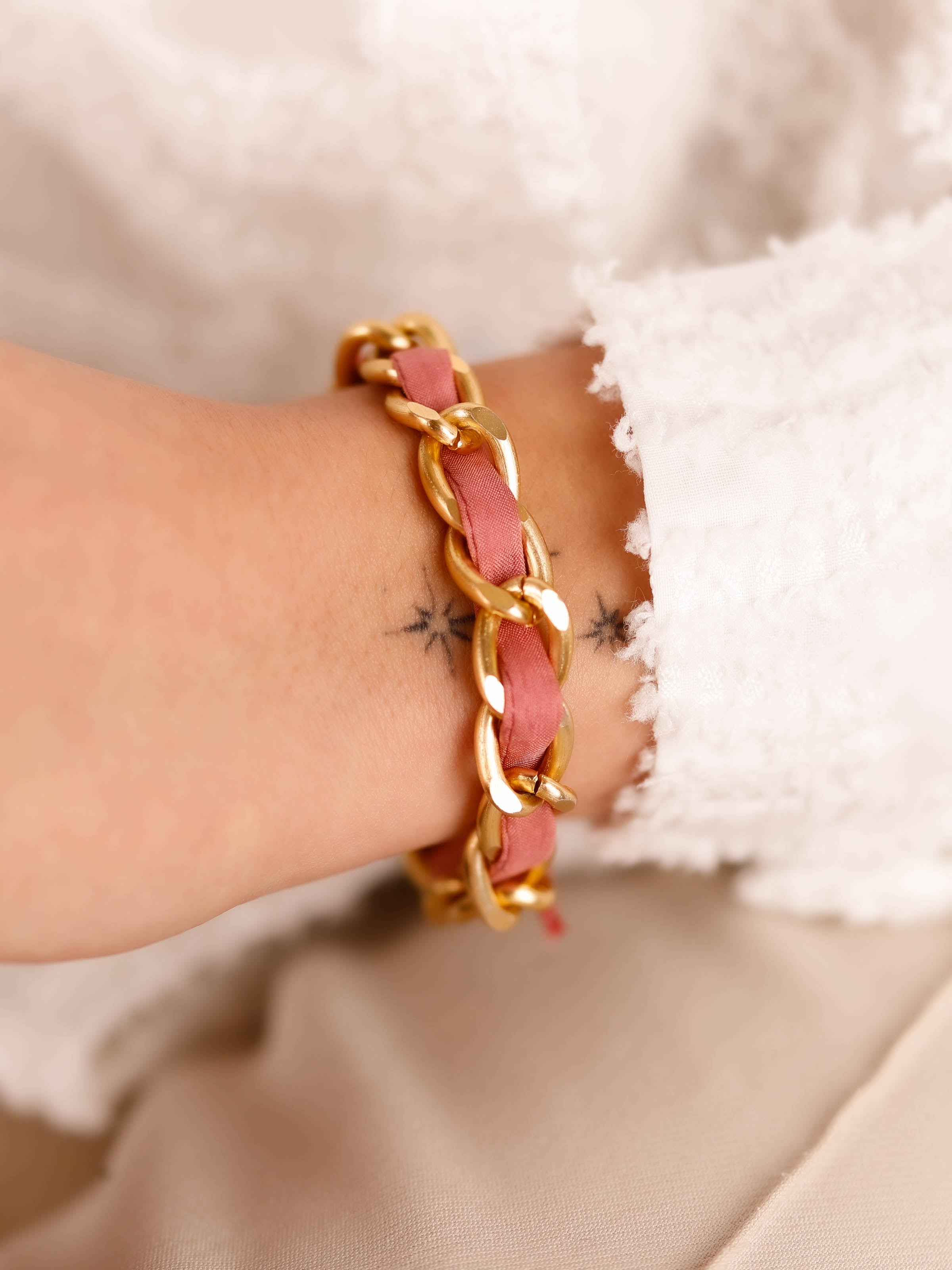 bracelet en acier inoxydable et cordon pour femme 