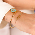 bracelet maille en acier inoxydable et résine pour femme 