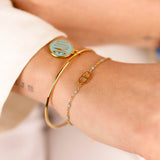 bracelet maille en acier inoxydable et résine pour femme 