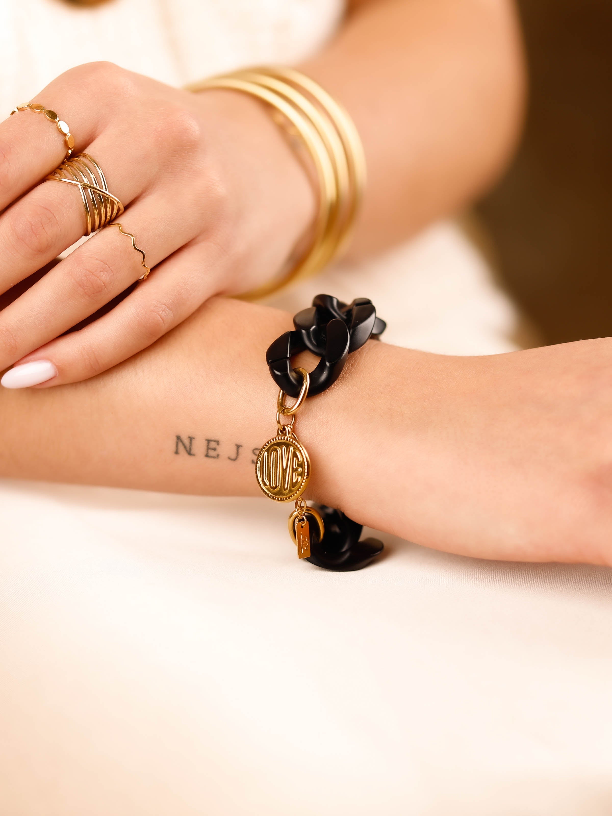 bracelet en acier inoxydable avec maillon pour femme 
