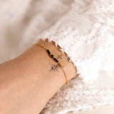 bracelet en acier inoxydable et onyx pour femme 
