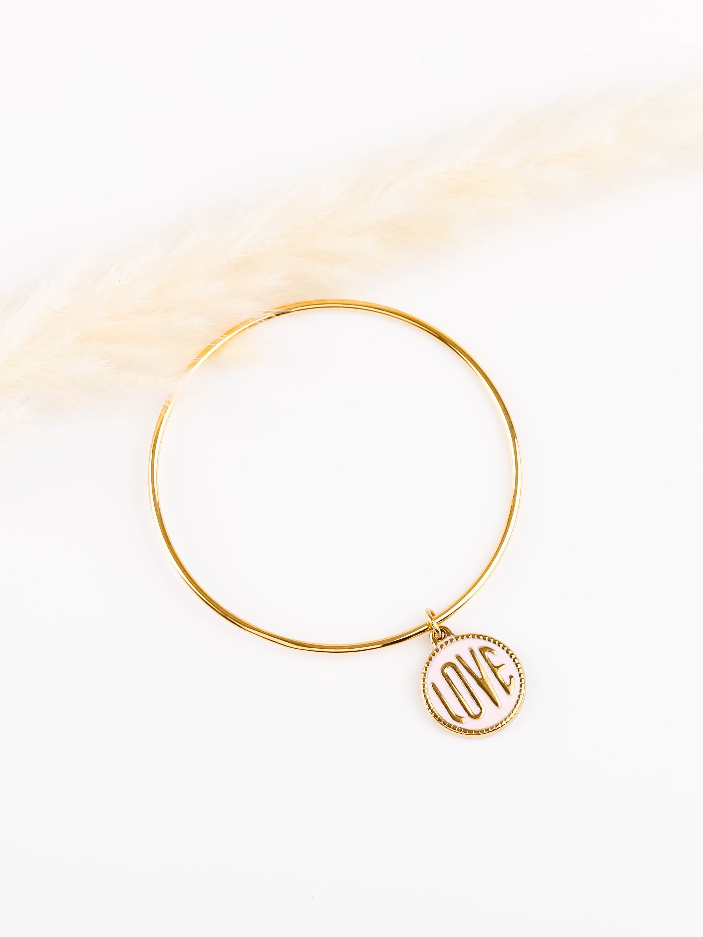 bracelet jonc en acier inoxydable avec breloque pour femme 