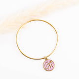 bracelet jonc en acier inoxydable avec breloque pour femme