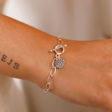 Bracelet - Chaine - Maille - Fermoir en T - Disque - Argent - DANAÉ