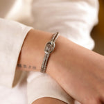 bracelet cordon et maille en argent 925 pour femme 