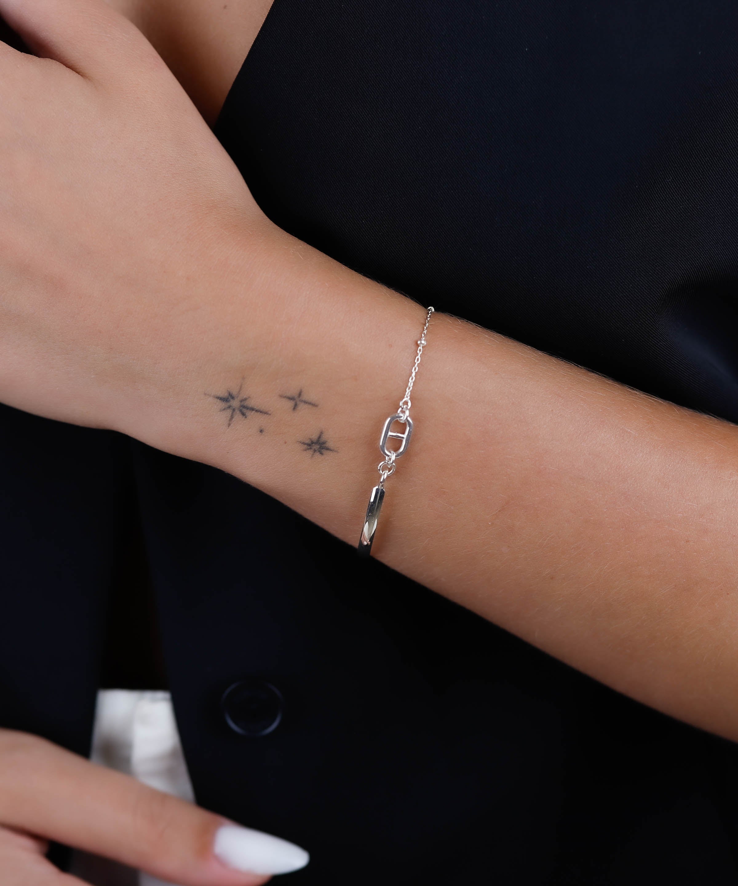 bracelet demi jonc en argent 925 pour femme 