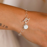 Bracelet - Chaine - Maille - Fermoir en T - Disque - Argent - DANAÉ