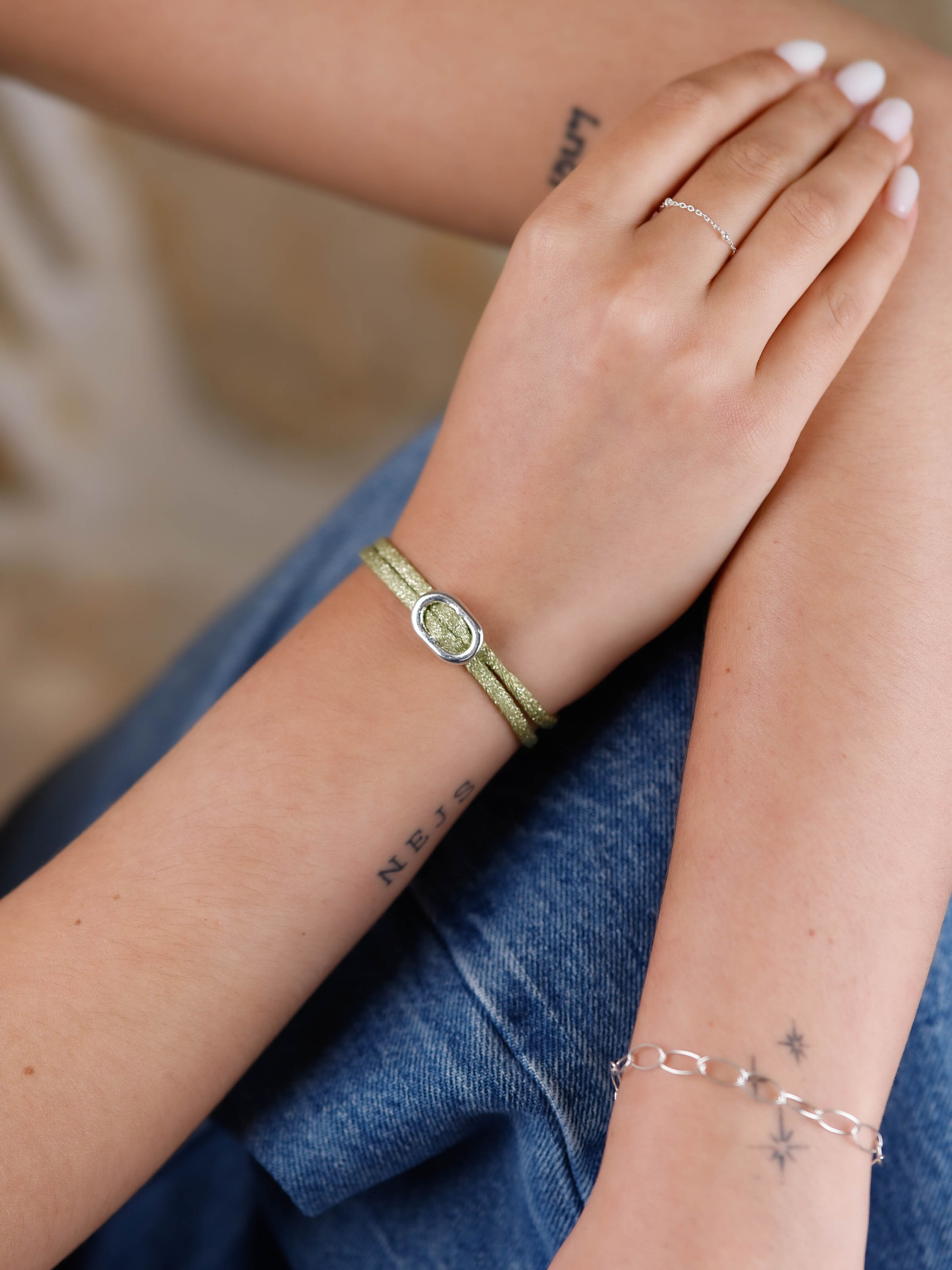 bracelet cordon et maille en argent 925 pour femme 