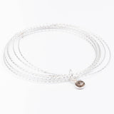 bracelet jonc en argent 925 et quartz fumé pour femme 