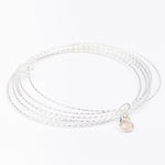 bracelet jonc en argent 925 et quartz rose pour femme 