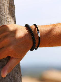 bracelet en argent 925 et cordon pour homme 