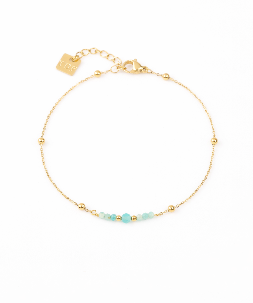 bracelet chaîne fine en acier inoxydable et amazonite pour femme 