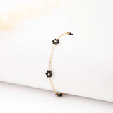 bracelet en acier inoxydable avec fleur pour femme 