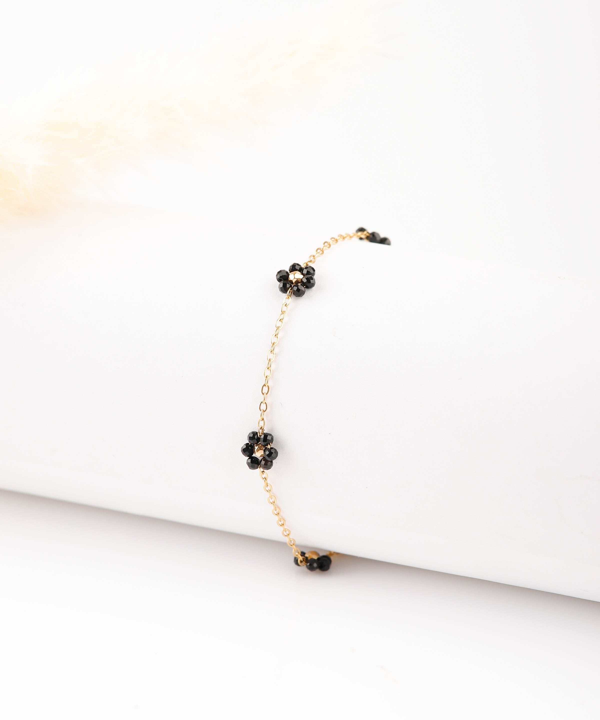 bracelet en acier inoxydable avec fleur pour femme 