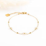 bracelet en acier inoxydable avec fleur pour femme 