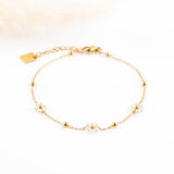 bracelet en acier inoxydable avec fleur pour femme 