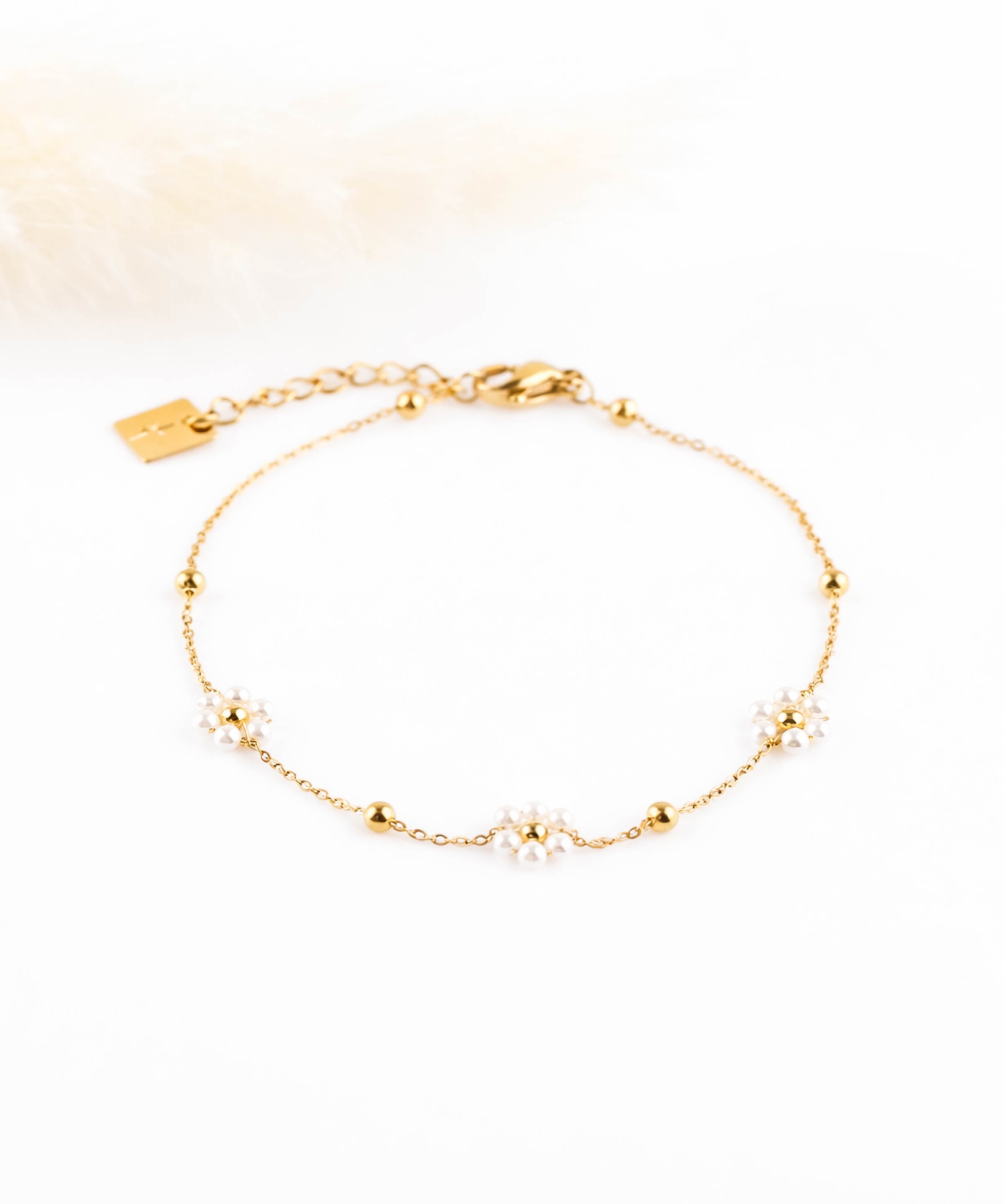 bracelet en acier inoxydable avec fleur pour femme 