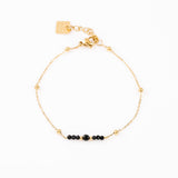 bracelet en acier inoxydable et onyx pour femme 