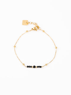 bracelet en acier inoxydable et onyx pour femme 