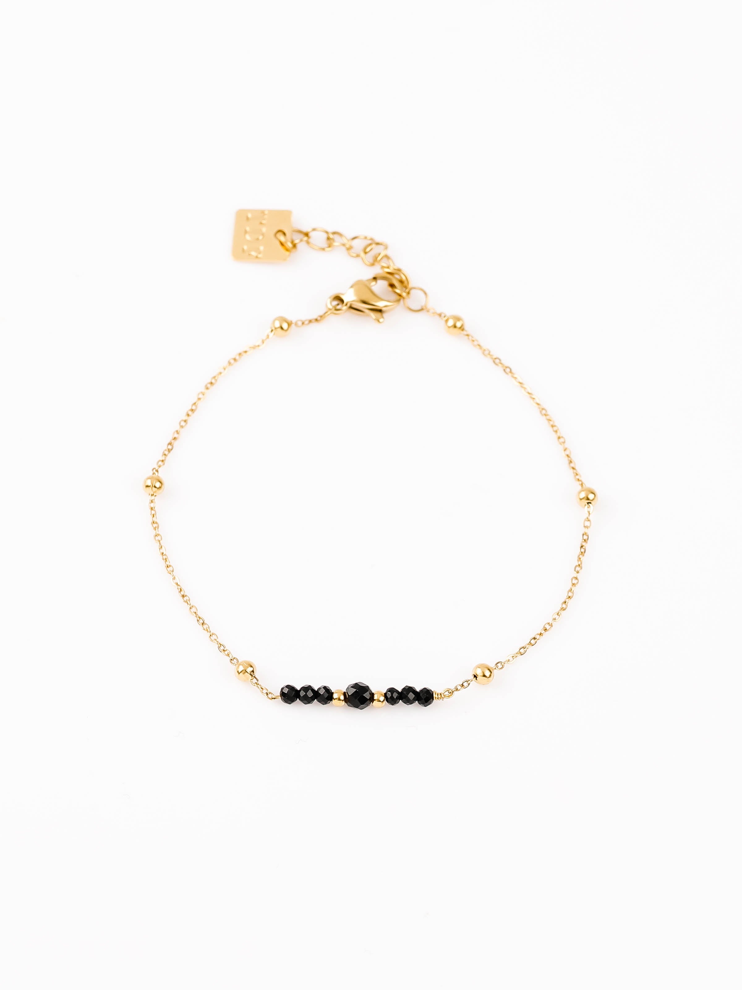 bracelet en acier inoxydable et onyx pour femme 