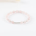 bracelet en perle d'argent et de quartz rose pour femme 