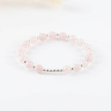 bracelet en perle d'argent et de quartz rose pour femme 