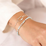 bracelet perle en argent 925 et larimar pour femme 