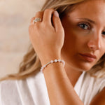 bracelet en perle d'argent et de quartz rose pour femme 