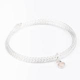 bracelet jonc en argent 925 et quartz rose pour femme 