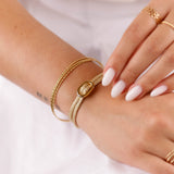 bracelet cordon et maille en plaqué or pour femme