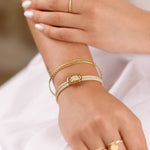 bracelet cordon et maille en plaqué or pour femme 