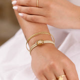 bracelet cordon et maille en plaqué or pour femme 