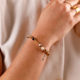 bracelet en pierre de jaspe et plaqué or pour femme 