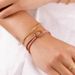 bracelet cordon et maille en plaqué or pour femme