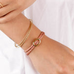 bracelet cordon et maille en plaqué or pour femme 