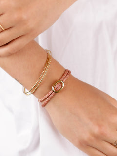 bracelet cordon et maille en plaqué or pour femme 
