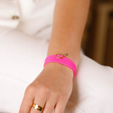 bracelet cordon et maille en plaqué or pour femme